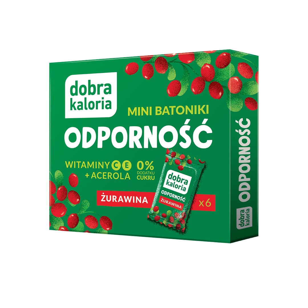 DOBRA KALORIA Mini batoniki ODPORNOŚĆ żurawina +wit.C+wit.E+acerola 102g