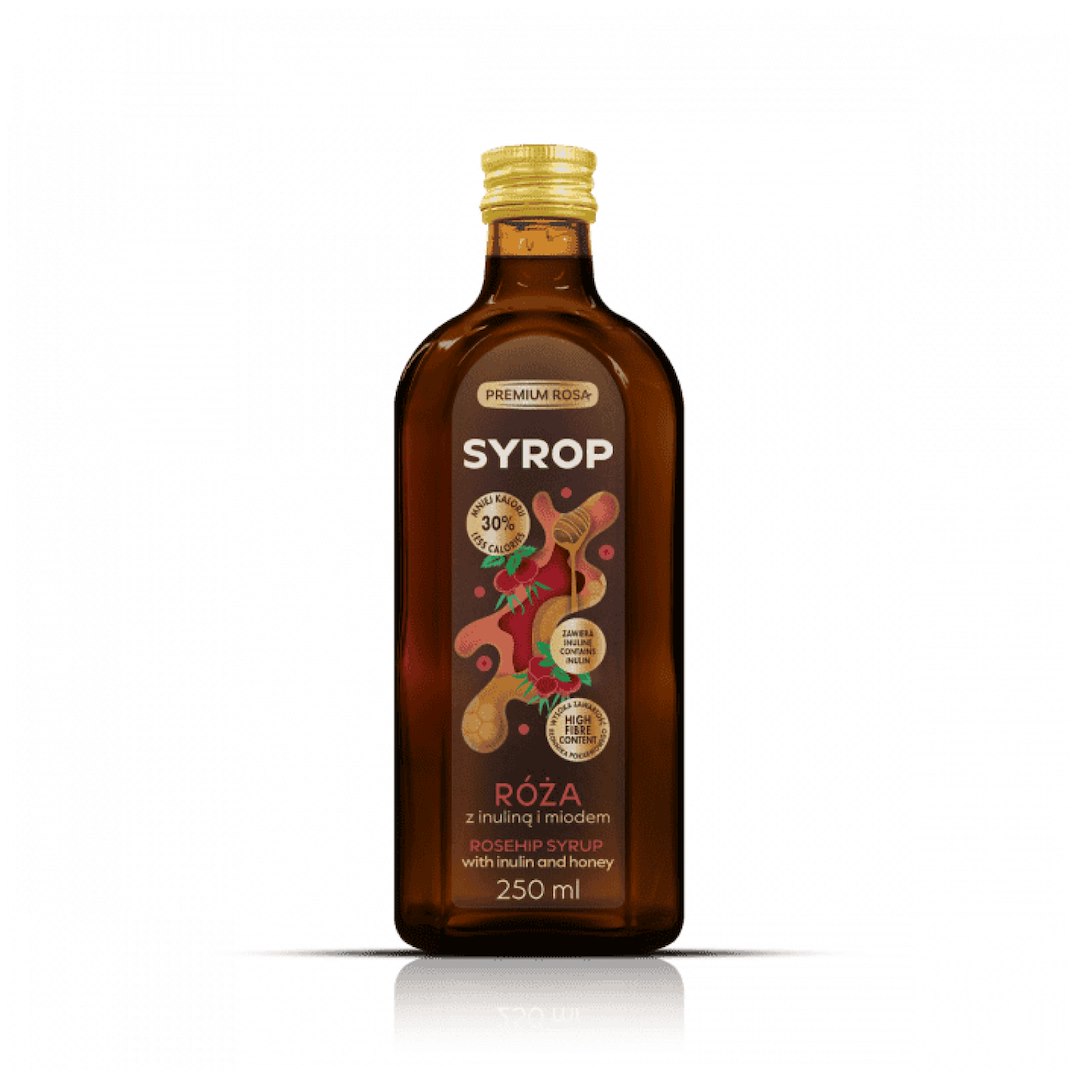 PREMIUM ROSA Syrop z owoców róży z inuliną i miodem  250ml