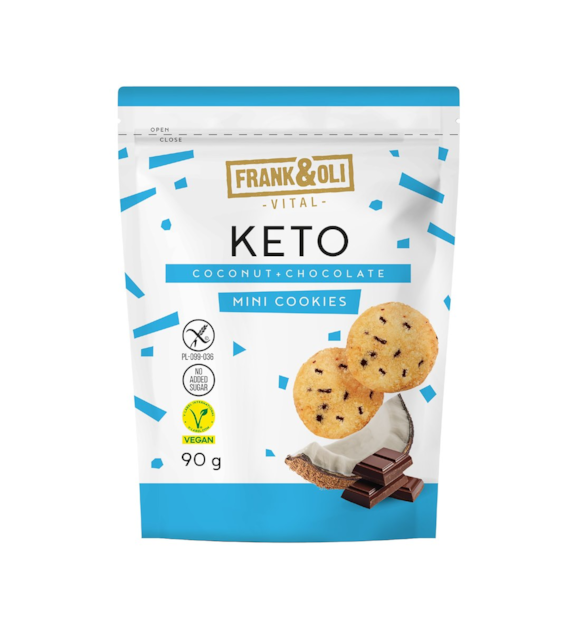 FRANK&OLI Keto Mini Ciasteczka – Kokos z Czekoladą b/c 90g