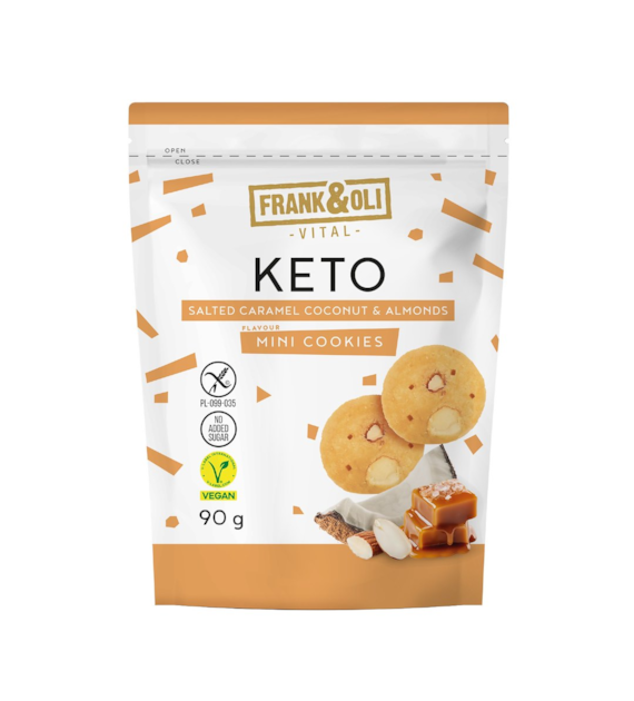 FRANK&OLI Keto Mini Ciasteczka – Słony Karmel z Migdałem b/c 90g