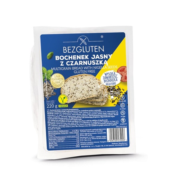 BEZGLUTEN Bochenek jasny z czarnuszką bezglutenowy 220g