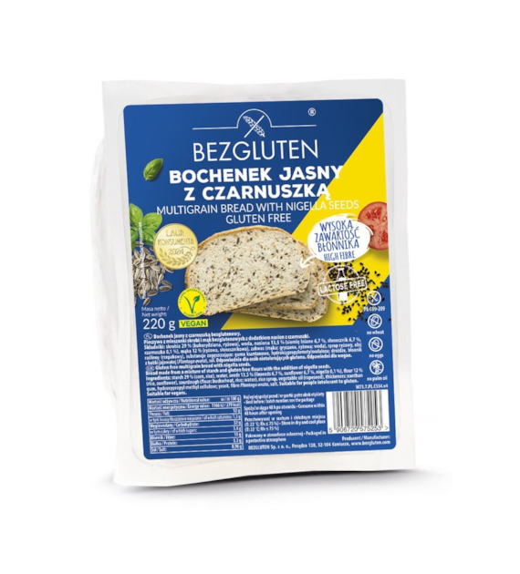 BEZGLUTEN Bochenek jasny z czarnuszką bezglutenowy 220g
