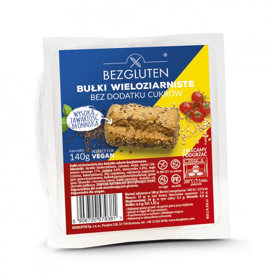 BEZGLUTEN Bułki wieloziarniste bez dodatku cukrów 140g