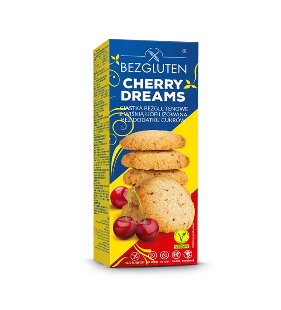 BEZGLUTEN Cherry dreams ciastka z wiśnią bezglutenowe b/c 110g