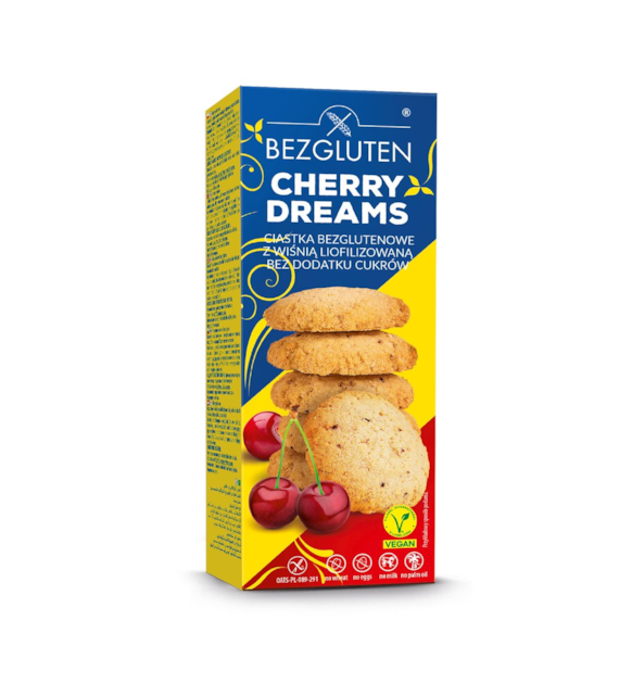 BEZGLUTEN Cherry dreams ciastka z wiśnią bezglutenowe b/c 110g