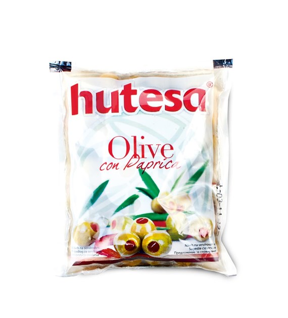 HUTESA Oliwki w woreczku zielone z pastą paprykową 180g