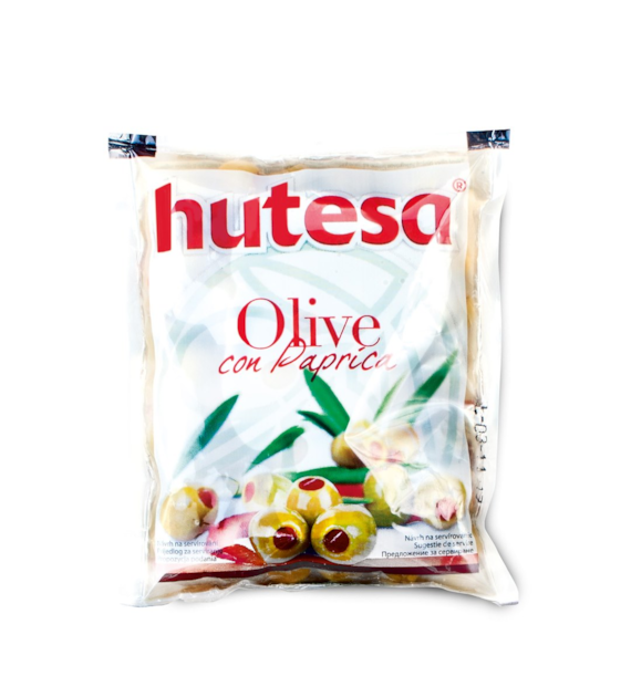 HUTESA Oliwki w woreczku zielone z pastą paprykową 180g