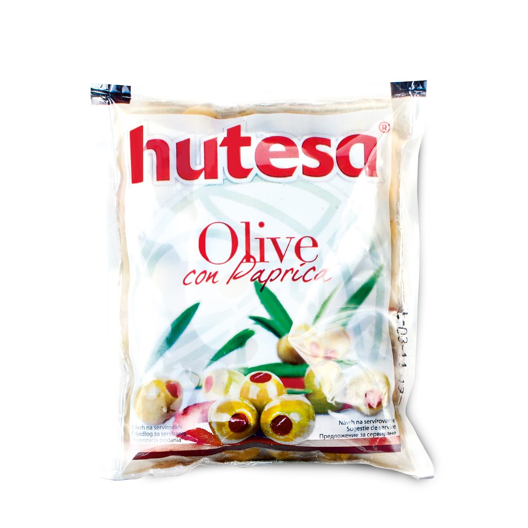 HUTESA Oliwki w woreczku zielone z pastą paprykową 180g