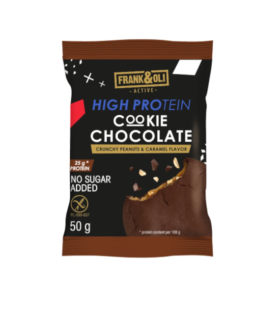 FRANK&OLI High Protein Cookie Chocolate Crunchy Peanuts & Caramel Flavor b/c, b/g 50g