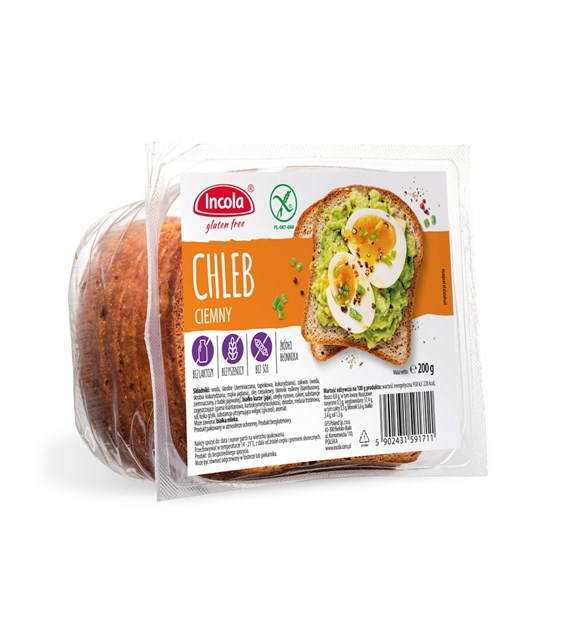 INCOLA Bezglutenowy chleb ciemny 200g