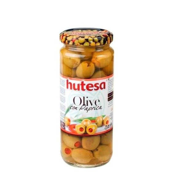 HUTESA Oliwki zielone z pastą paprykową bez pestek w zalewie 350g