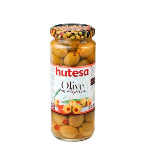 HUTESA Oliwki zielone z pastą paprykową bez pestek w zalewie 350g