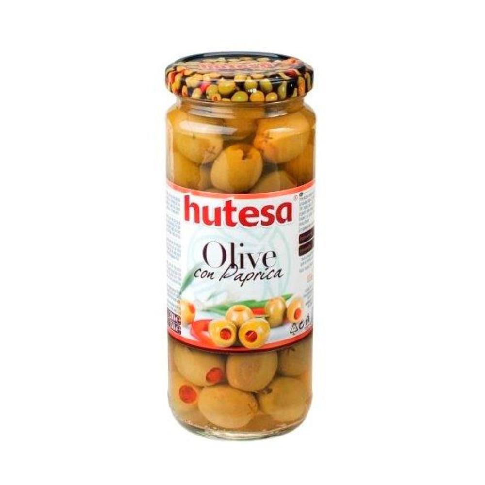 HUTESA Oliwki zielone z pastą paprykową bez pestek w zalewie 350g