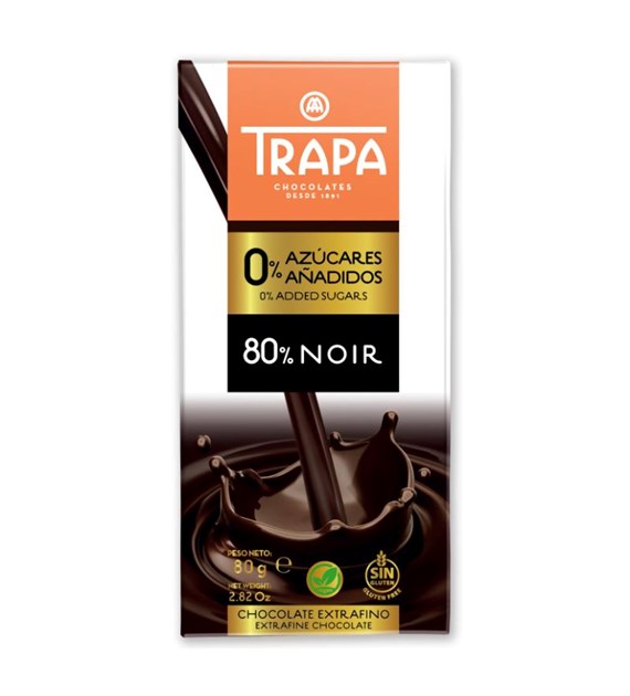 TRAPA Czekolada ciemna 80% bez dodatku cukru 80g