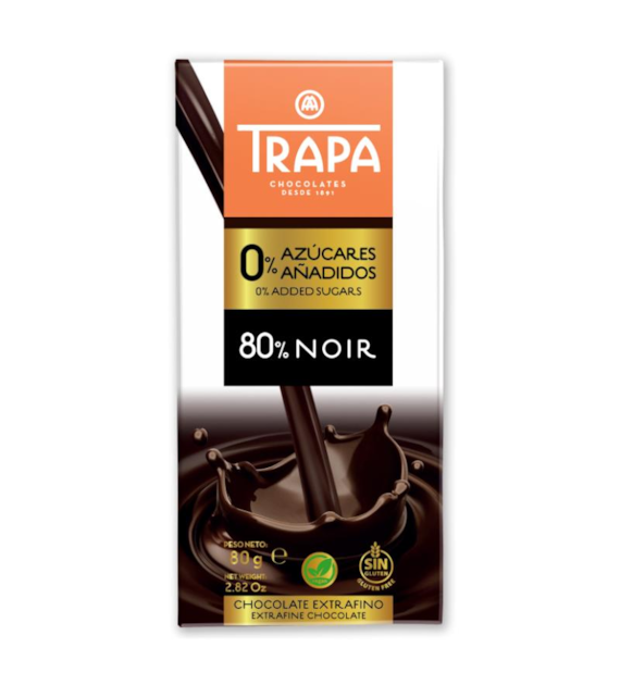 TRAPA Czekolada ciemna 80% bez dodatku cukru 80g