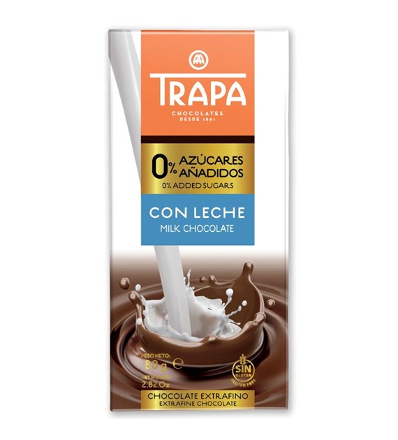 TRAPA Czekolada mleczna bez dodatku cukru 80g