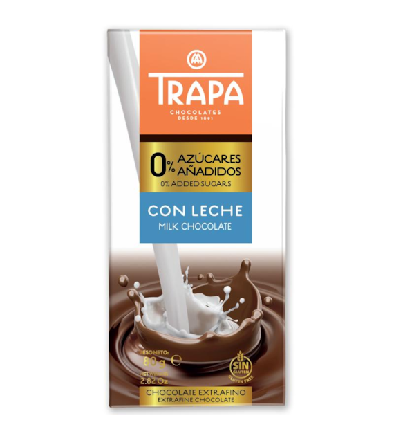 TRAPA Czekolada mleczna bez dodatku cukru 80g