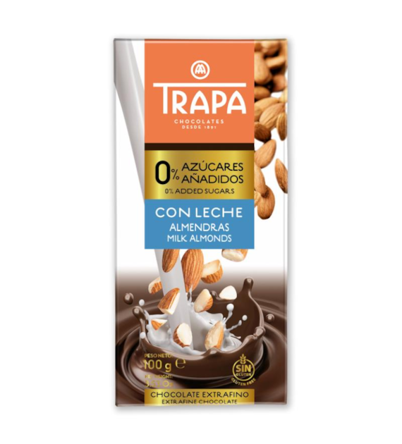 TRAPA Czekolada mleczna z migdałami bez dodatku cukru 100g
