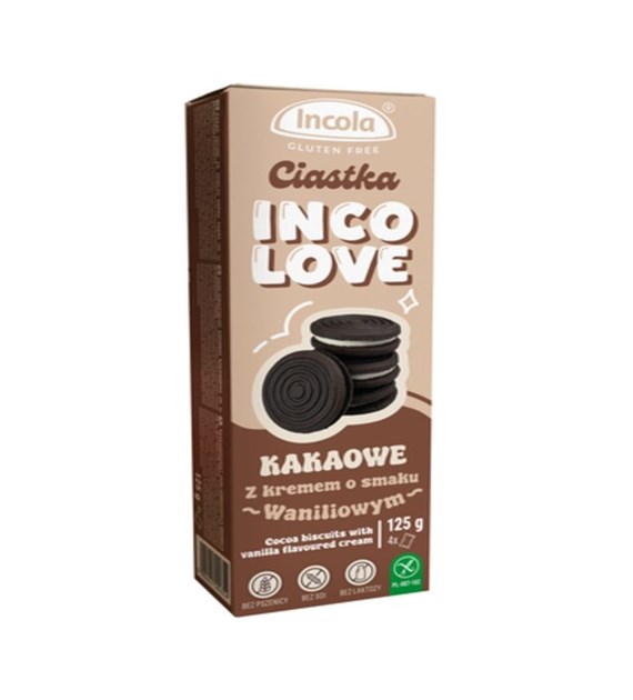 INCOLA Ciastka kakaowe z kremem o smaku waniliowym 125g