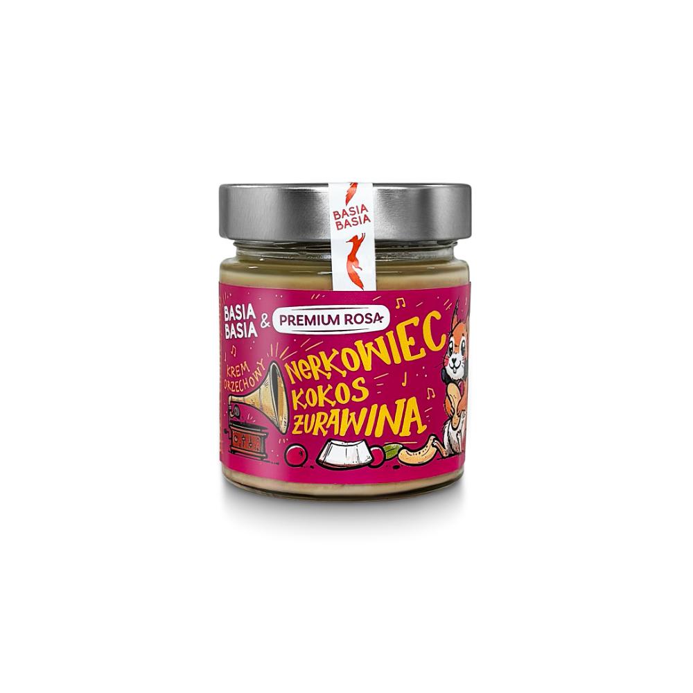 PREMIUM ROSA & BASIA BASIA Krem orzechowy nerkowiec z kokosem i żurawiną 195g