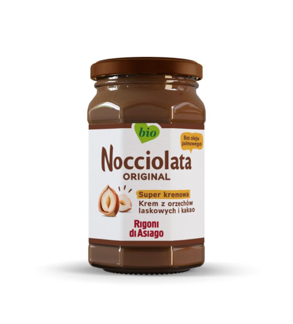 RIGONI Nocciolata BIO - krem z orzechów laskowych (18,5%) i kakao (6,5%) 250g