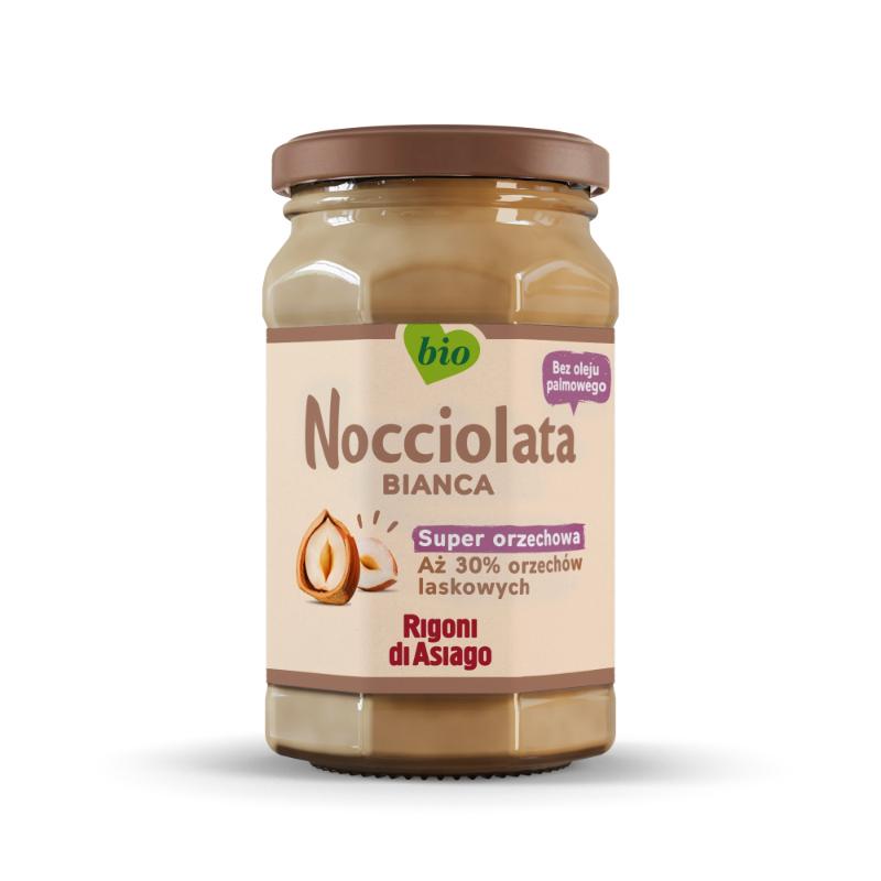 RIGONI Nocciolata Bianca BIO - krem z orzechów laskowych (30%) z obniżoną zawartością cukru 250g