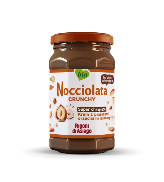 RIGONI Nocciolata Crunchy BIO - krem z orzechów laskowych (22%) i kakao (6,5%) 250g