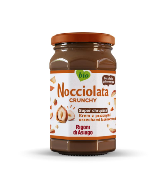 RIGONI Nocciolata Crunchy BIO - krem z orzechów laskowych (22%) i kakao (6,5%) 250g