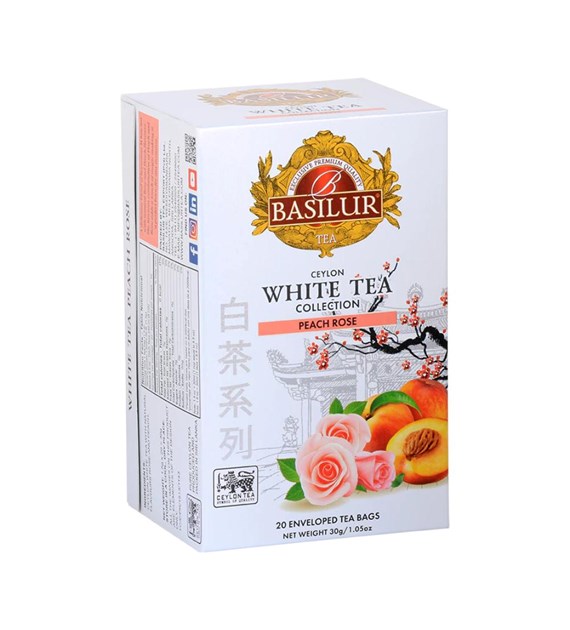 BASILUR Herbata - WHITE TEA  Peach Rose saszetka 20x1,5g