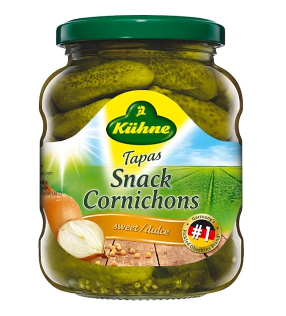 KUHNE Ogórki Korniszony Tapas z Cebulką Szalotką 370ml
