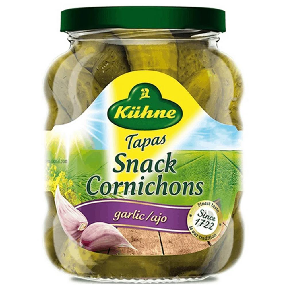 KUHNE Ogórki Korniszony Tapas z Czosnkiem 370ml