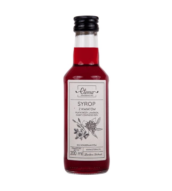 ETERNO Syrop z kwiatów - płatki róży, lawenda i kwiat czarnego bzu 200ml
