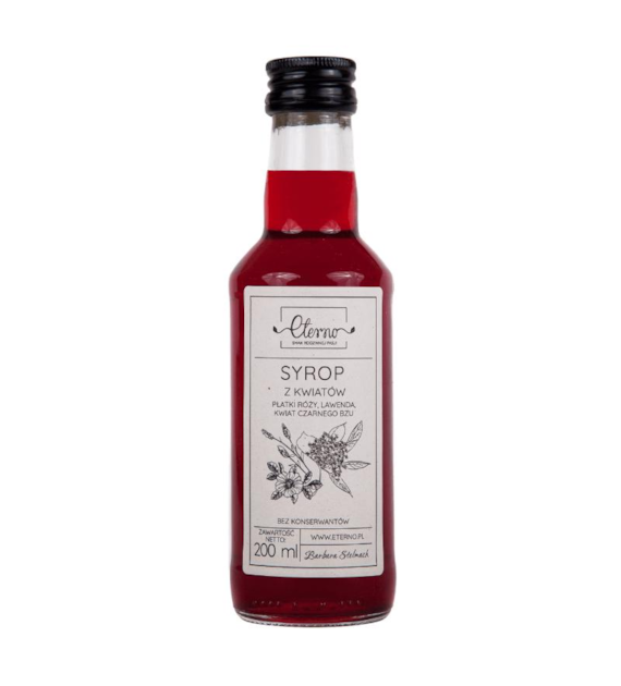 ETERNO Syrop z kwiatów - płatki róży, lawenda i kwiat czarnego bzu 200ml