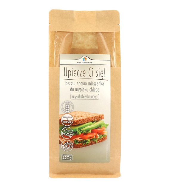 PIĘĆ PRZEMIAN Mieszanka chleba bezglutenowego wysokobiałkowego b/c 420g
