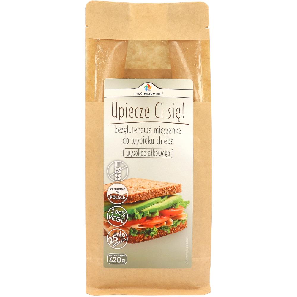 PIĘĆ PRZEMIAN Mieszanka chleba bezglutenowego wysokobiałkowego b/c 420g