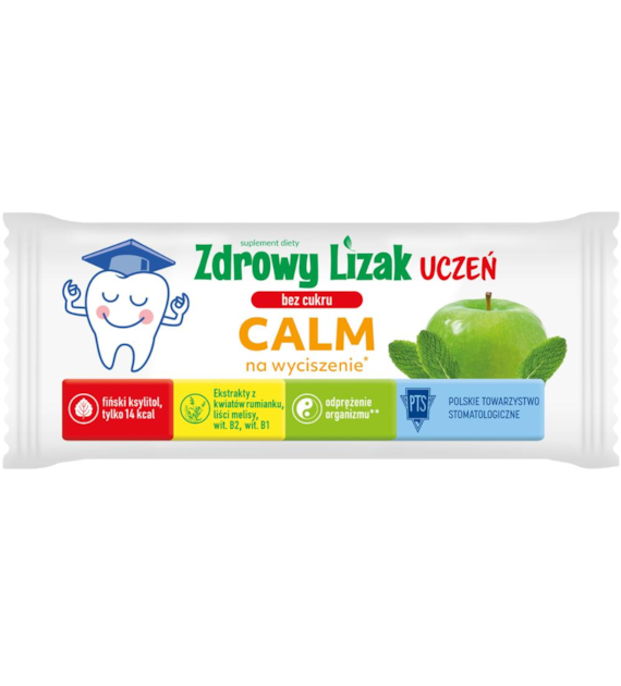 MNIAM-MNIAM Zdrowy Lizak Uczeń Calm na wyciszenie o smaku Jabłko - mięta b/c 6g