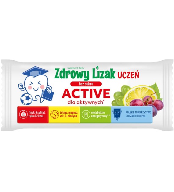 MNIAM-MNIAM Zdrowy Lizak Uczeń Active dla aktywnych smak winogrono - cytryna b/c 6g