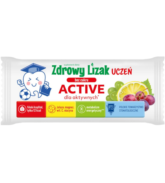 MNIAM-MNIAM Zdrowy Lizak Uczeń Active dla aktywnych smak winogrono - cytryna b/c 6g