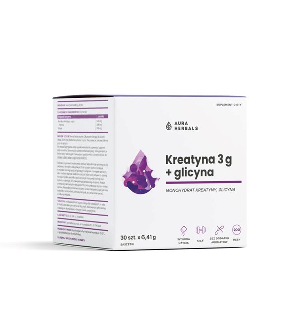 AURA Kreatyna 3 g, monohydrat, glicyna, saszetki 30 szt