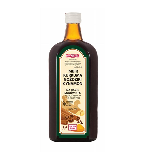 POLSKA RÓŻA Napój NFC Imbir Kurkuma Goździki Cynamon 500ml