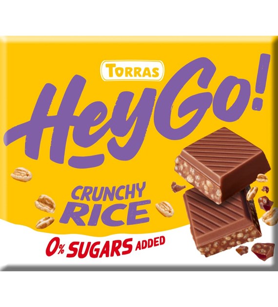 TORRAS Hey Go! Czekolada mleczna crunchy z chrupiącym ryżem b/c b/g 60g