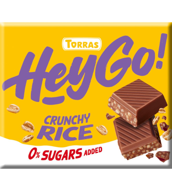TORRAS Hey Go! Czekolada mleczna crunchy z chrupiącym ryżem b/c b/g 60g