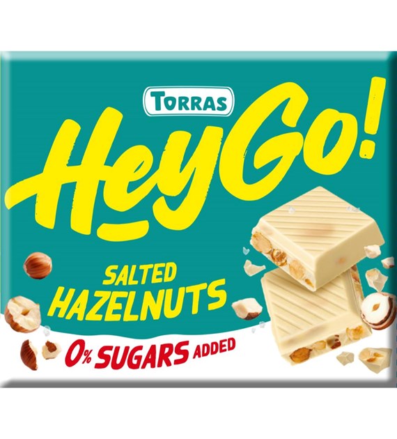 TORRAS Hey Go! Czekolada biała z orzechami laskowymi i solą morską b/c b/g 60g