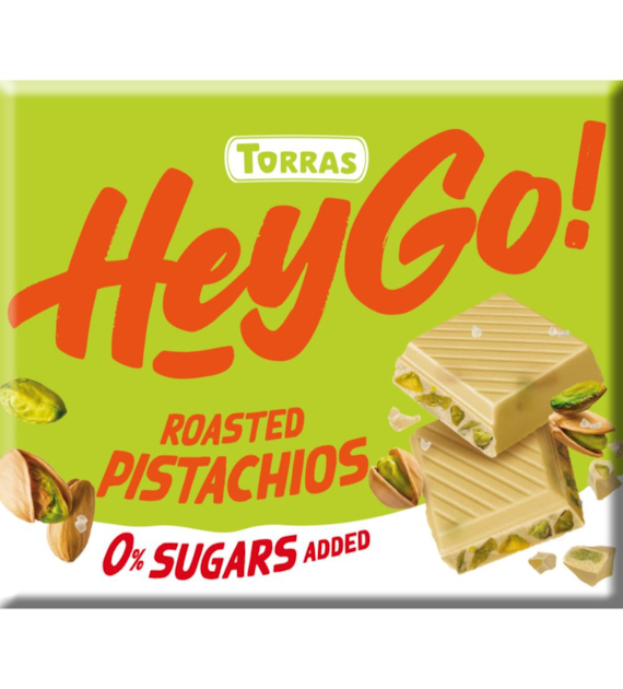 TORRAS Hey Go! Czekolada biała z prażonymi pistacjami b/c b/g 60g