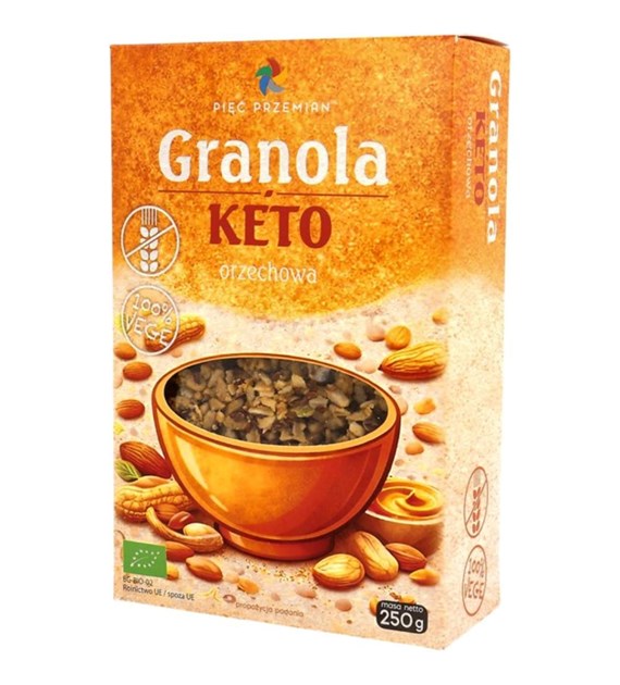PIĘĆ PRZEMIAN Granola KETO orzechowa bezglutenowa BIO 250g