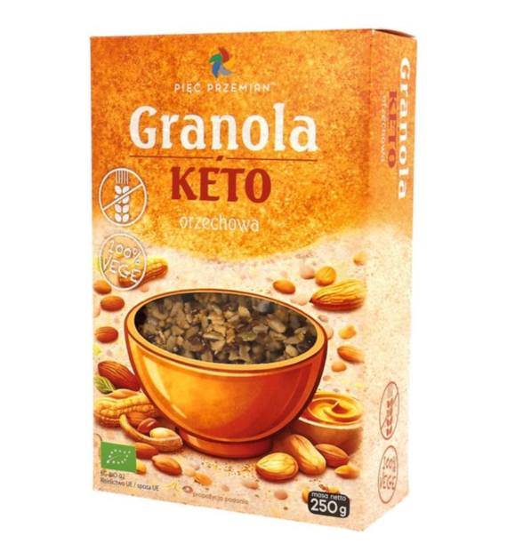 PIĘĆ PRZEMIAN Granola KETO orzechowa bezglutenowa BIO 250g