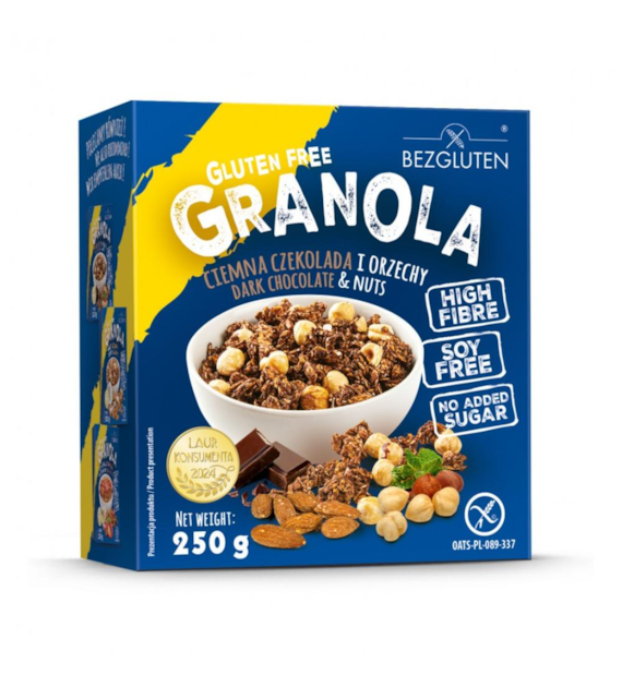 BEZGLUTEN Granola ciemna czekolada i orzechy bezglutenowa, b/c 250g