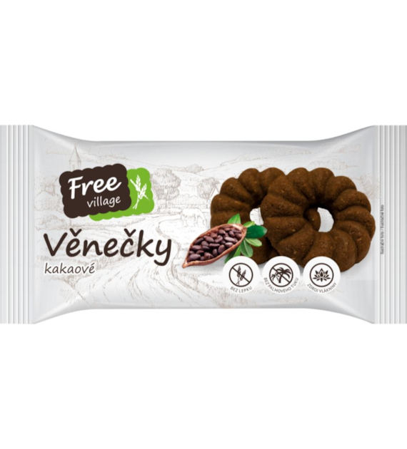 FREE VILLAGE Ciastka kruche kakaowe – wianuszki  b/g 100g