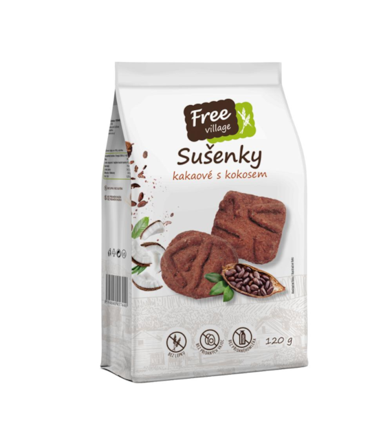 FREE VILLAGE Ciastka kakaowe z kokosem b/g 120g