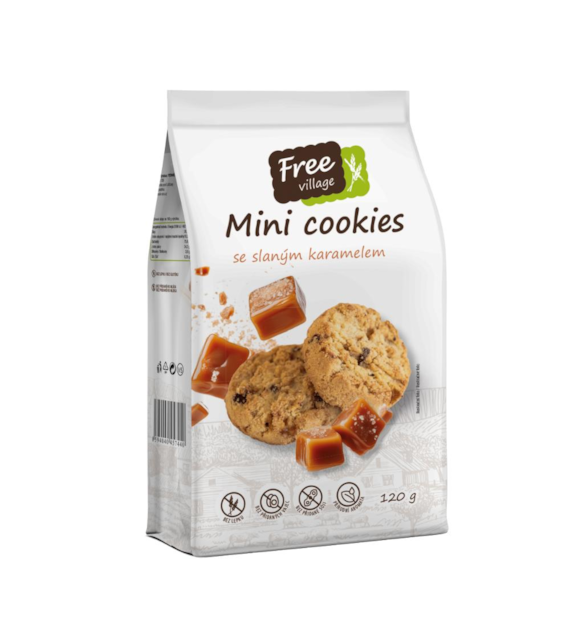FREE VILLAGE Mini ciasteczka słony karmel b/g 120g